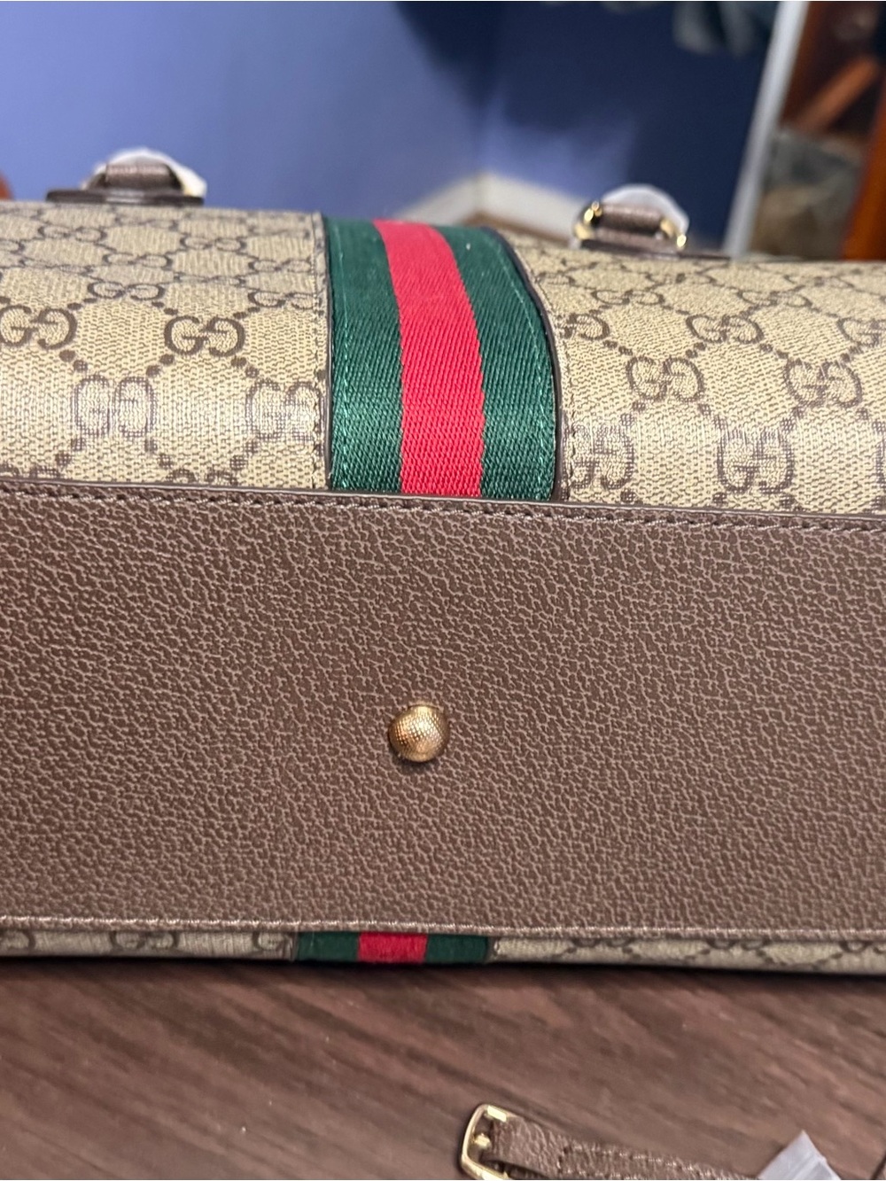 Fashion bag. 1:1 Gucci Brown GG Supreme Canvas Web Stripe Satchel. - Picture 10 of 15